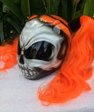 Girls Helmet Skull White Walker Sugar Skull Cute Ponytails Amazing Orange