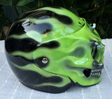 Green Goblin Skull Death Skull Airbrush Flames Custom Helmet