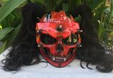 Girls Motorcycle Helmet On Fire Airbrush with Ponytails