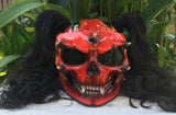 Girls Motorcycle Helmet On Fire Airbrush with Ponytails