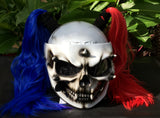 Biker Girls Helmet Ponytail Ghost Rider White Skull