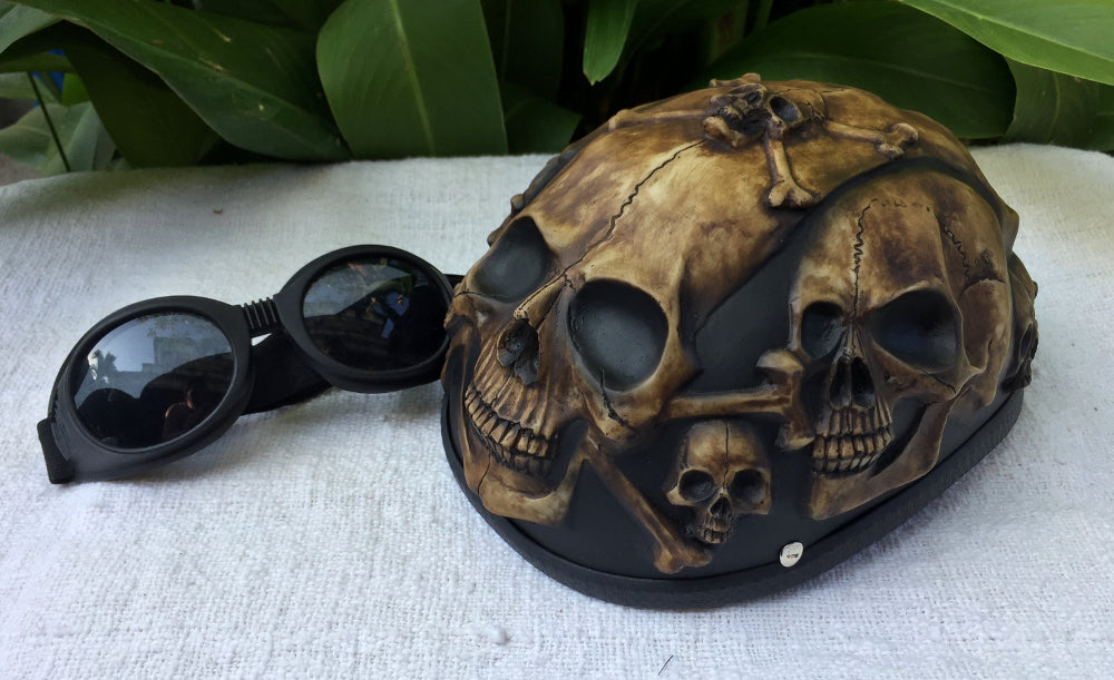 Bone Yard Low Profil Cruiser Half Motorcycle Helmet Skull Death Skulls Bone Yard Low Profil Cruiser Half Motorcycle Helmet Skull Death Skulls