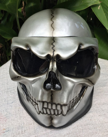 Silver Skull Metallic Skeleton Skull Mask Full Face Helmet Death – Custom Airbrush Helmet