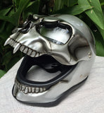 Silver Skull Metallic Skeleton Skull Mask Full Face Helmet Death