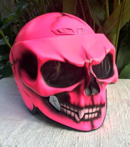 Girls Motorcycle DOT Helmet Crazy Pink Skull Lady