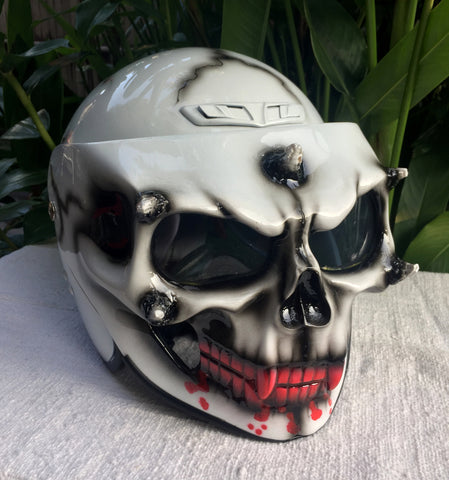 Skull Helmet Ghost Rider Bloody Mouth Vampire Style Airbrushed – Custom Airbrush Helmet