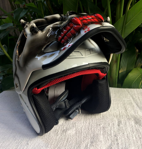 akuma v 1 ghost rider motorcycle helmet Skull Helmet Ghost Rider Bloody Mouth Vampire Style Airbrushed – Custom Airbrush Helmet