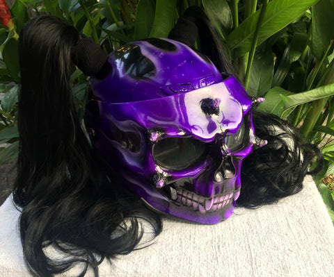 girls purple motorcycle helmet Girls Helmet Woman Motorycle helmet Purple Piggytails Cute Girl Helmet – Custom Airbrush Helmet