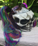 Girls Helmet Skull Rainbow Ponytails Custom Airbrush Girls Helmet badass