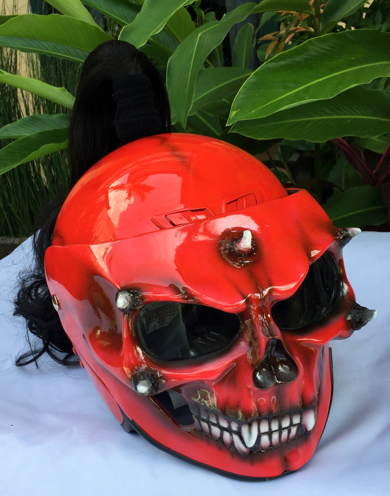 Mortal Kombat Motorcycle Helmet Ponytail Goro Style