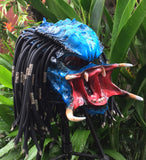 Predator Blue Classic Alien Custom Motorcycle Airbrush Helmet Skull Dreadlocks Free Shipping