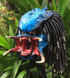 Predator Blue Classic Alien Custom Motorcycle Airbrush Helmet Skull Dreadlocks Free Shipping