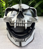 White Knight Motorcycle Helmet Skull Bones Death White Ghost Rider