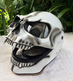 White Knight Motorcycle Helmet Skull Bones Death White Ghost Rider