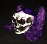 Girls Motorcycle Helmet Skull Ponytail Ghost Rider Purple Rain